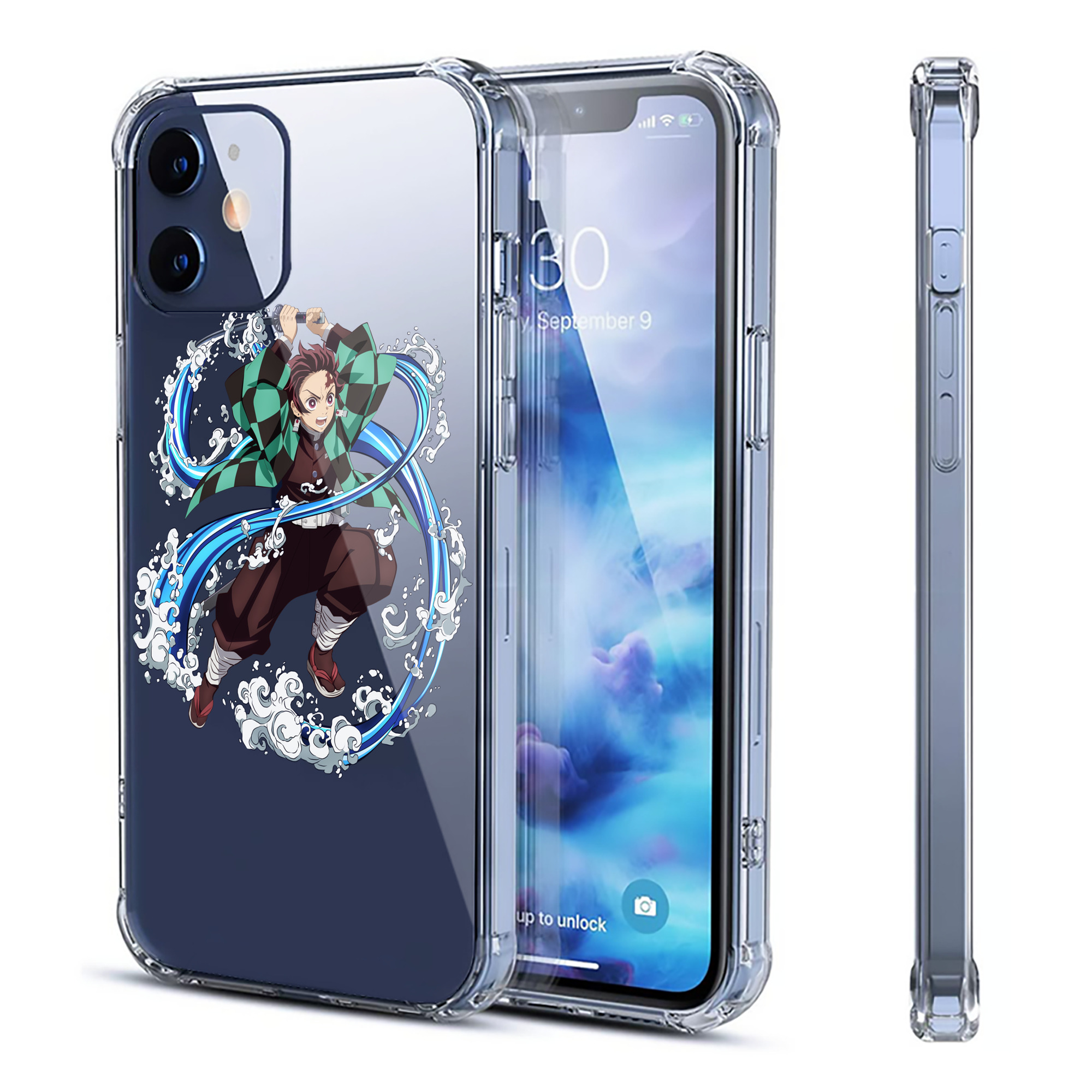（画像用） 鬼滅の刃 竈門 炭治郎／かまど たんじろう Kamado Tanjirou 【iPhone 12シリーズ対応】透明スマホケース（クリアソフトケース）